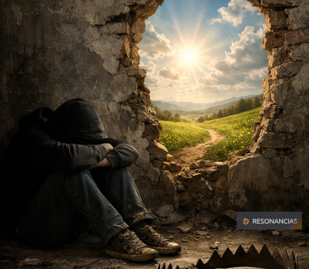 Ilustración de una persona sentada en un sillón, indiferente al caos que la rodea, como símbolo de la apatía.