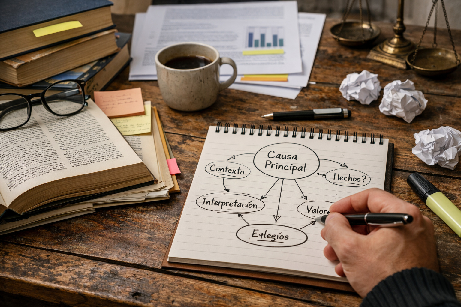 Ilustración conceptual sobre el pensamiento, mostrando una cabeza humana con engranajes y formas abstractas.